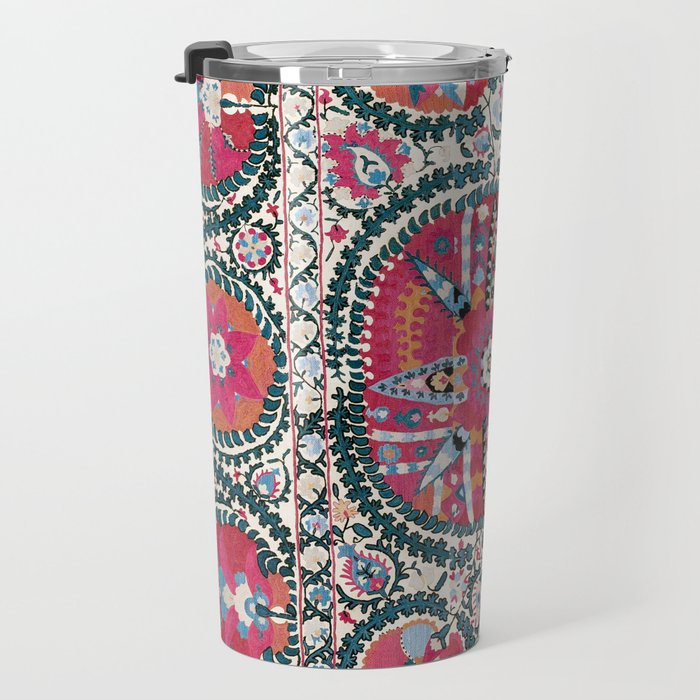 Large Medallion Bokhara Suzani  Uzbekistan Embroidery Print Travel Mug Gallery Image 3