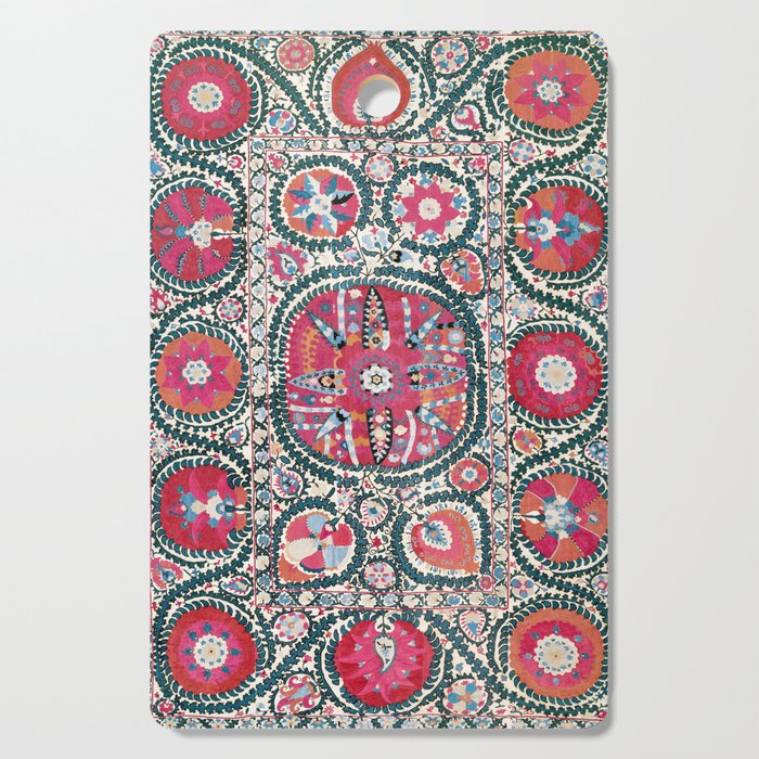 Large Medallion Bokhara Suzani  Uzbekistan Embroidery Print Cutting Board Gallery Image 1