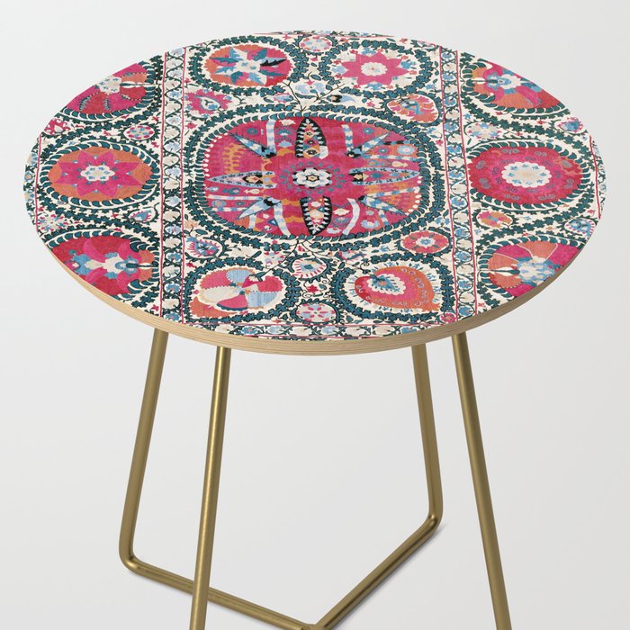 Large Medallion Bokhara Suzani  Uzbekistan Embroidery Print Side Table Gallery Image 2