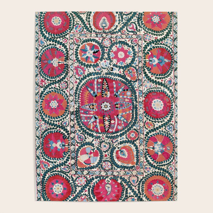 Large Medallion Bokhara Suzani  Uzbekistan Embroidery Print Poster Gallery Image 4