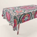 Large Medallion Bokhara Suzani  Uzbekistan Embroidery Print Tablecloth Gallery Image 1
