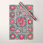 Large Medallion Bokhara Suzani  Uzbekistan Embroidery Print Wrapping Paper Gallery Image 1
