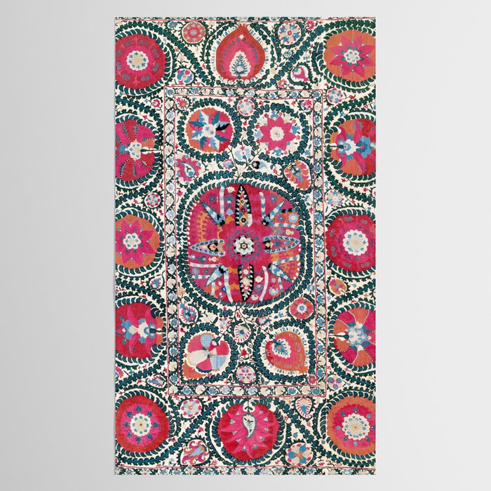 Large Medallion Bokhara Suzani  Uzbekistan Embroidery Print Tablecloth Gallery Image 2