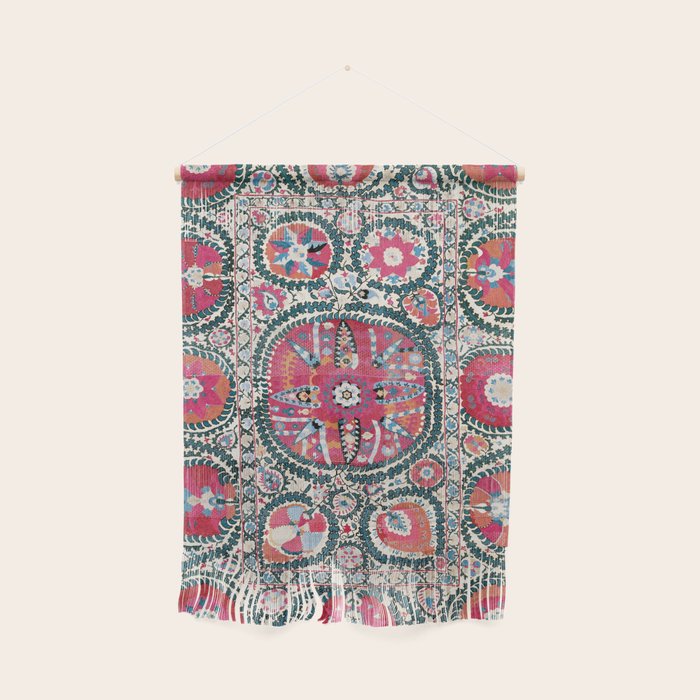 Large Medallion Bokhara Suzani  Uzbekistan Embroidery Print Wall Hanging Gallery Image 1
