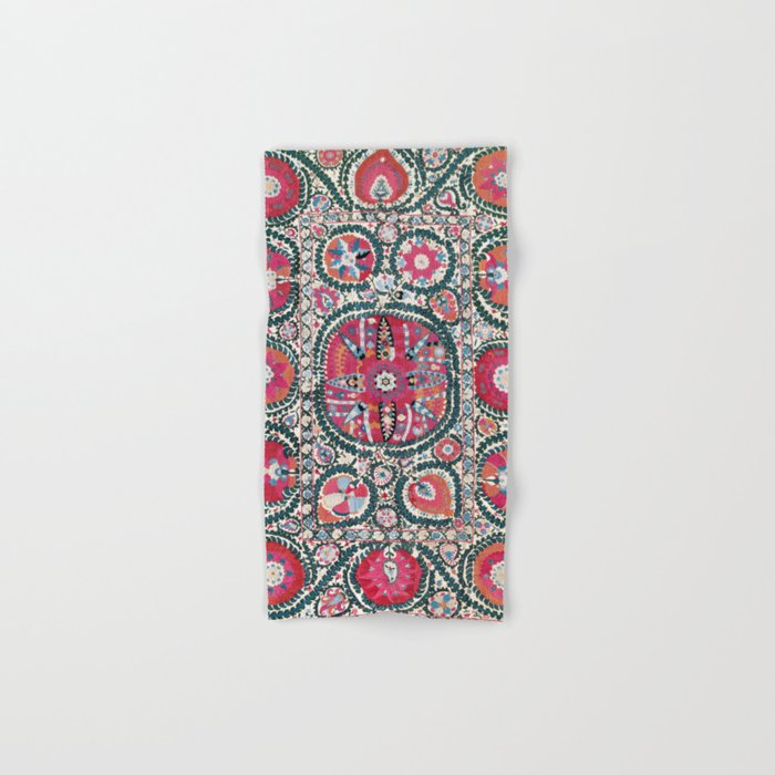 Large Medallion Bokhara Suzani  Uzbekistan Embroidery Print Bath Towel Gallery Image 1