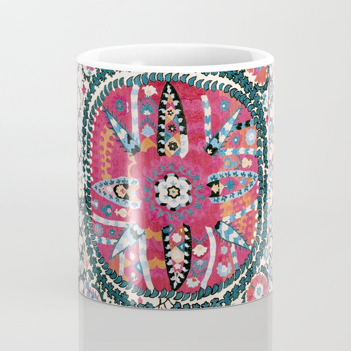 Large Medallion Bokhara Suzani  Uzbekistan Embroidery Print Coffee Mug Gallery Image 4