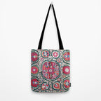 Large Medallion Bokhara Suzani  Uzbekistan Embroidery Print Tote Bag Gallery Image 2