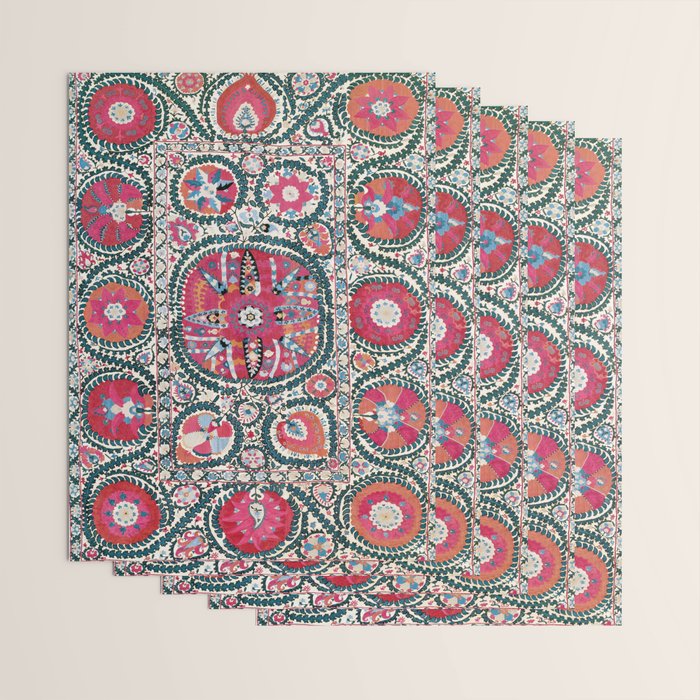 Large Medallion Bokhara Suzani  Uzbekistan Embroidery Print Wrapping Paper Gallery Image 3