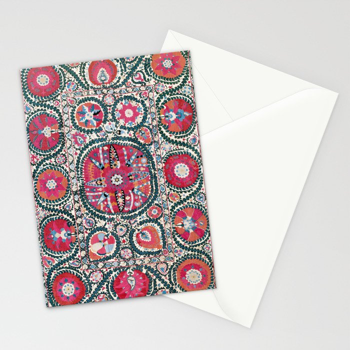 Large Medallion Bokhara Suzani  Uzbekistan Embroidery Print Stationery Card Gallery Image 2