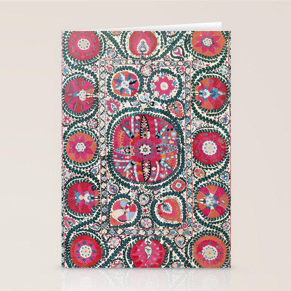 Large Medallion Bokhara Suzani  Uzbekistan Embroidery Print Stationery Card Gallery Image 2