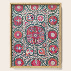 Large Medallion Bokhara Suzani  Uzbekistan Embroidery Print Serving Tray Gallery Image 1