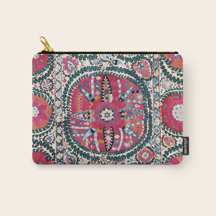 Large Medallion Bokhara Suzani  Uzbekistan Embroidery Print Carry All Pouch Gallery Image 1