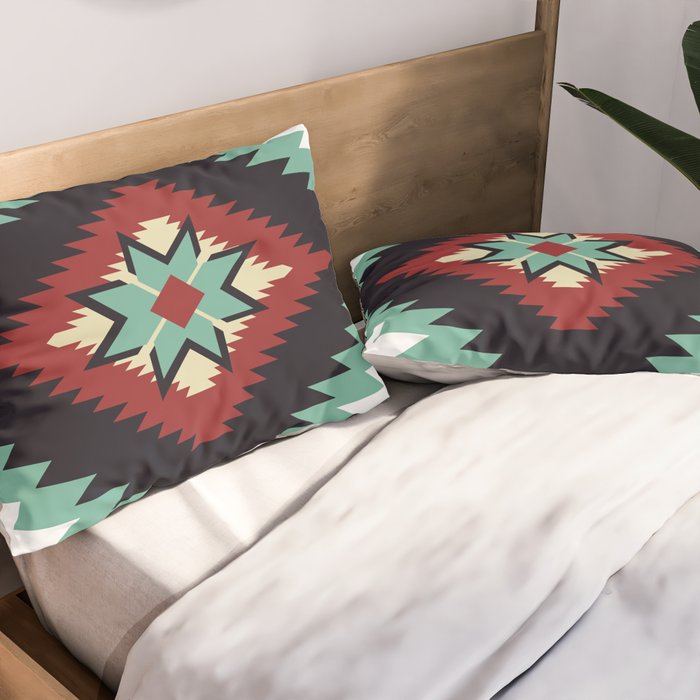 Southwest Santa Fe Geometric Tribal Indian Pattern Pillow Sham Gallery Image 2