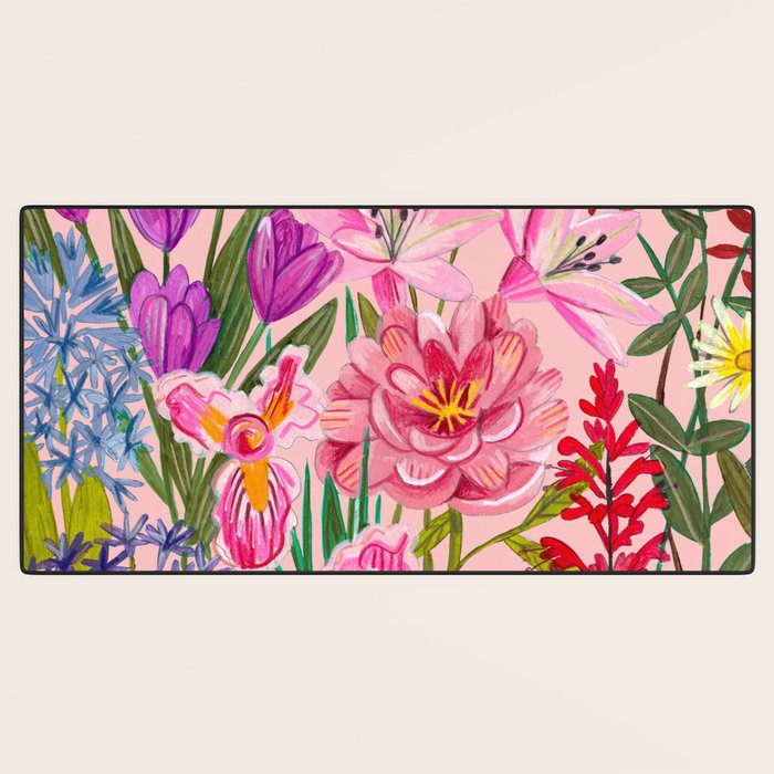 Boho wild flowers bouquet Desk Mat Gallery Image 3