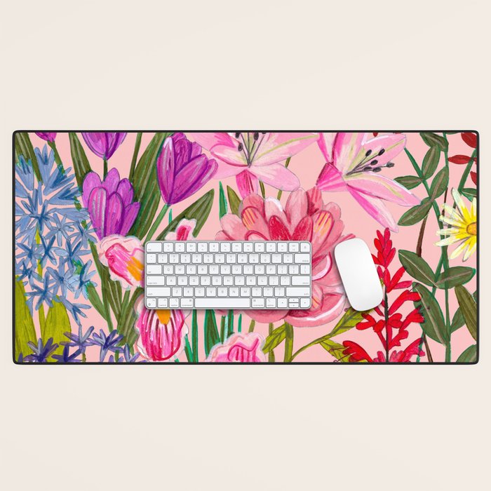 Boho wild flowers bouquet Desk Mat Gallery Image 1