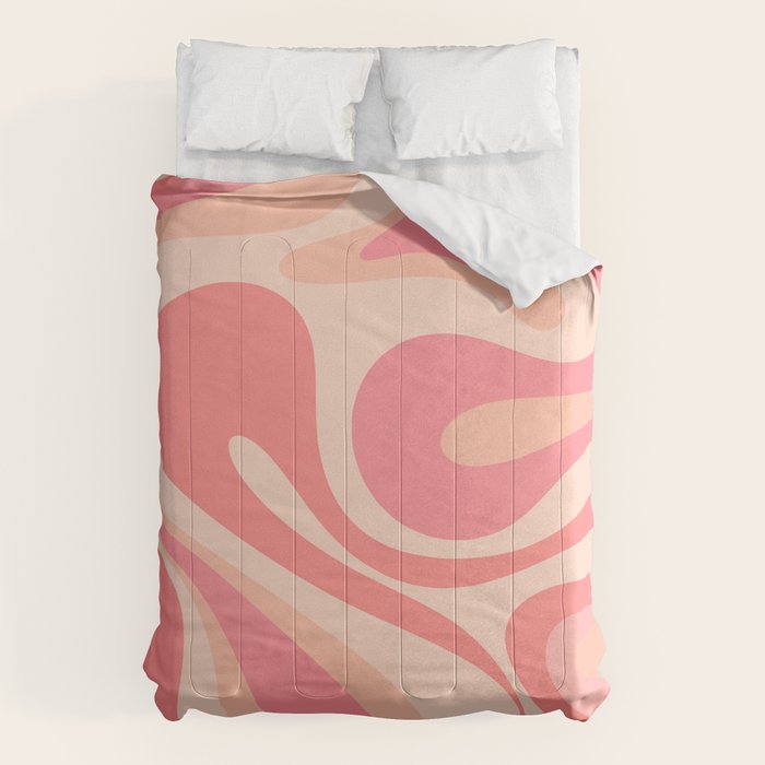 Mod Swirl Retro Abstract Pattern in Pink and Blush Comforter Gallery Image 1