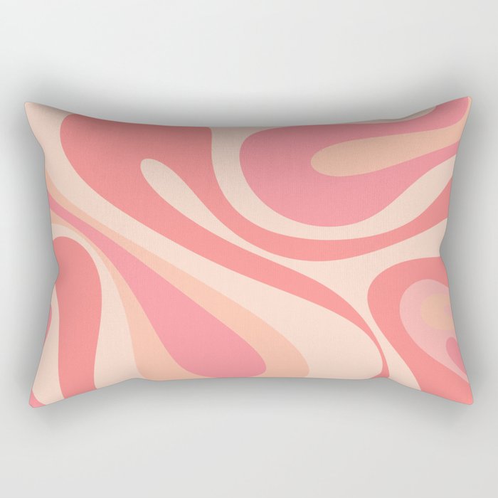Mod Swirl Retro Abstract Pattern in Pink and Blush Rectangular Pillow Gallery Image 1