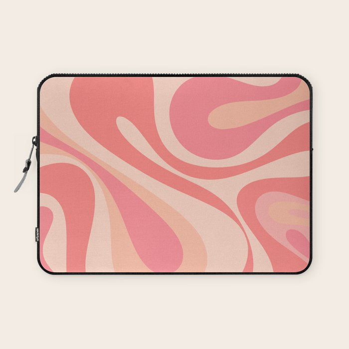 Mod Swirl Retro Abstract Pattern in Pink and Blush Laptop Sleeve Gallery Image 1