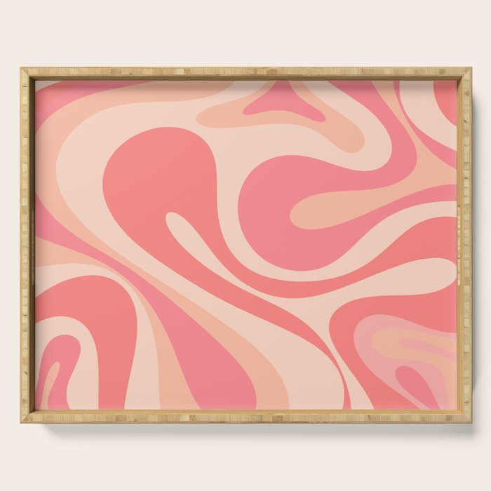 Mod Swirl Retro Abstract Pattern in Pink and Blush Serving Tray Gallery Image 1