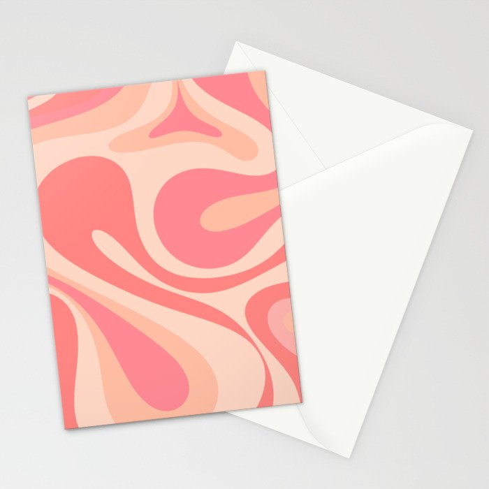 Mod Swirl Retro Abstract Pattern in Pink and Blush Stationery Card Gallery Image 2
