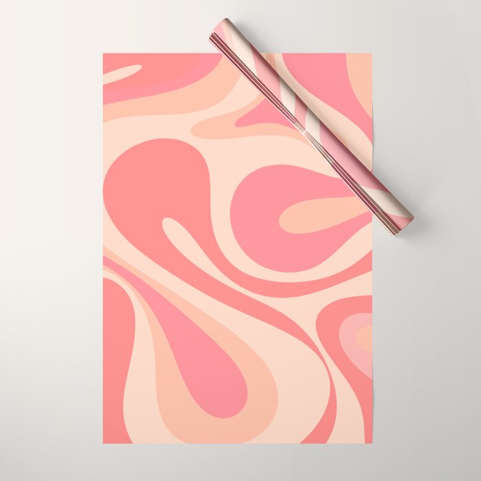 Mod Swirl Retro Abstract Pattern in Pink and Blush Wrapping Paper Gallery Image 1