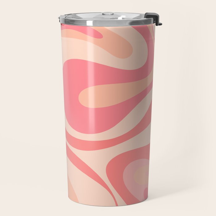 Mod Swirl Retro Abstract Pattern in Pink and Blush Travel Mug Gallery Image 2