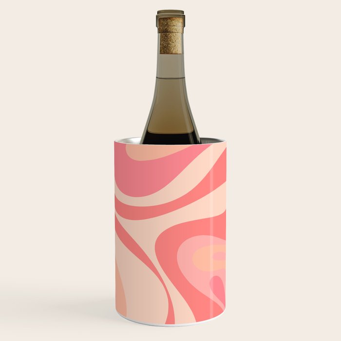 Mod Swirl Retro Abstract Pattern in Pink and Blush Wine Chiller Gallery Image 3