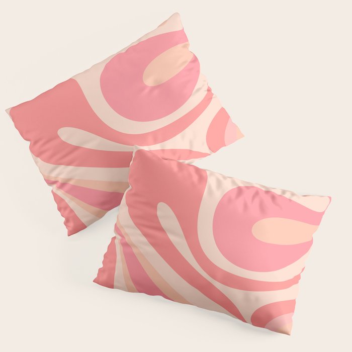 Mod Swirl Retro Abstract Pattern in Pink and Blush Pillow Sham Gallery Image 1