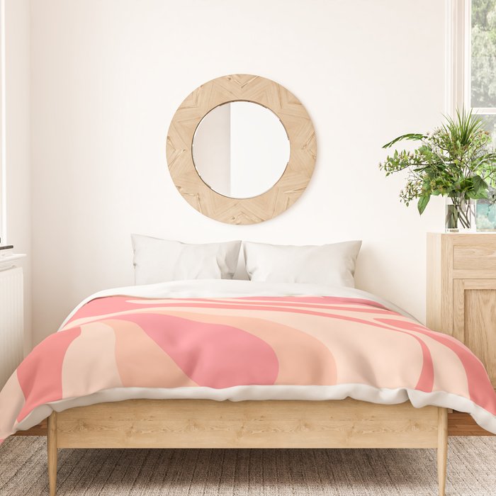 Mod Swirl Retro Abstract Pattern in Pink and Blush Duvet Cover Gallery Image 3