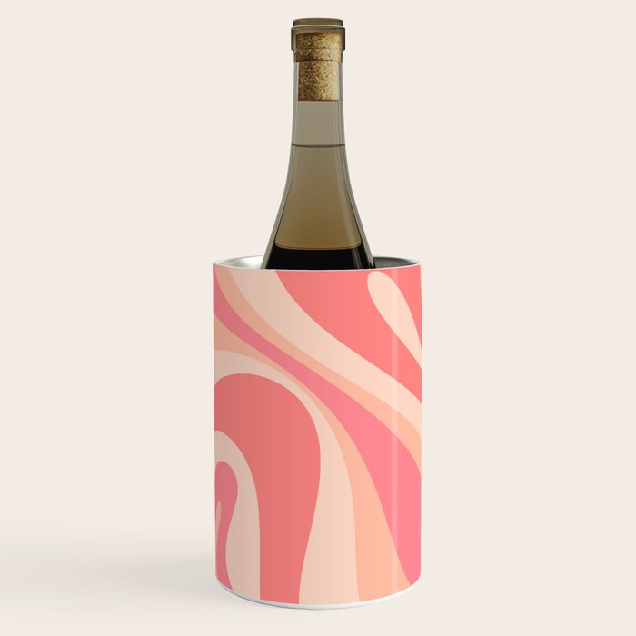 Mod Swirl Retro Abstract Pattern in Pink and Blush Wine Chiller Gallery Image 2