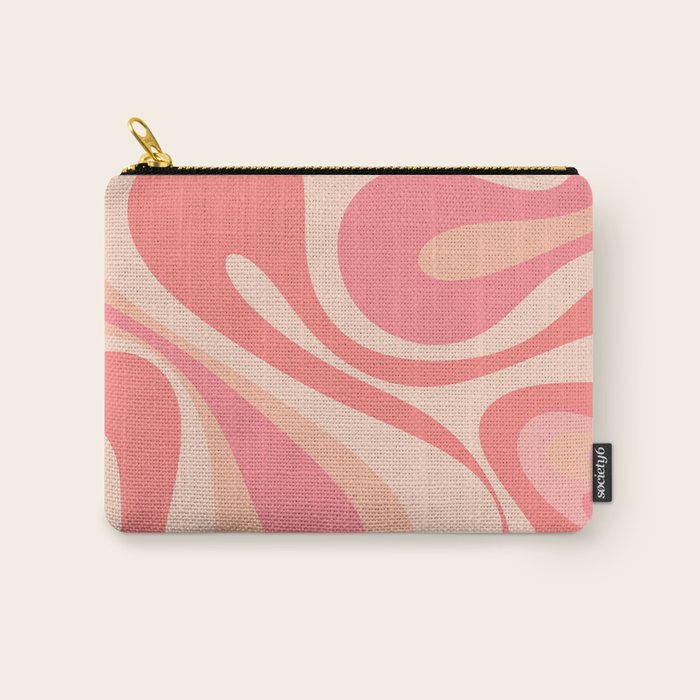 Mod Swirl Retro Abstract Pattern in Pink and Blush Carry All Pouch Gallery Image 1