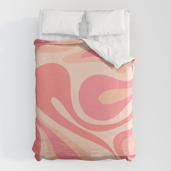 Mod Swirl Retro Abstract Pattern in Pink and Blush Duvet Cover Gallery Image 6