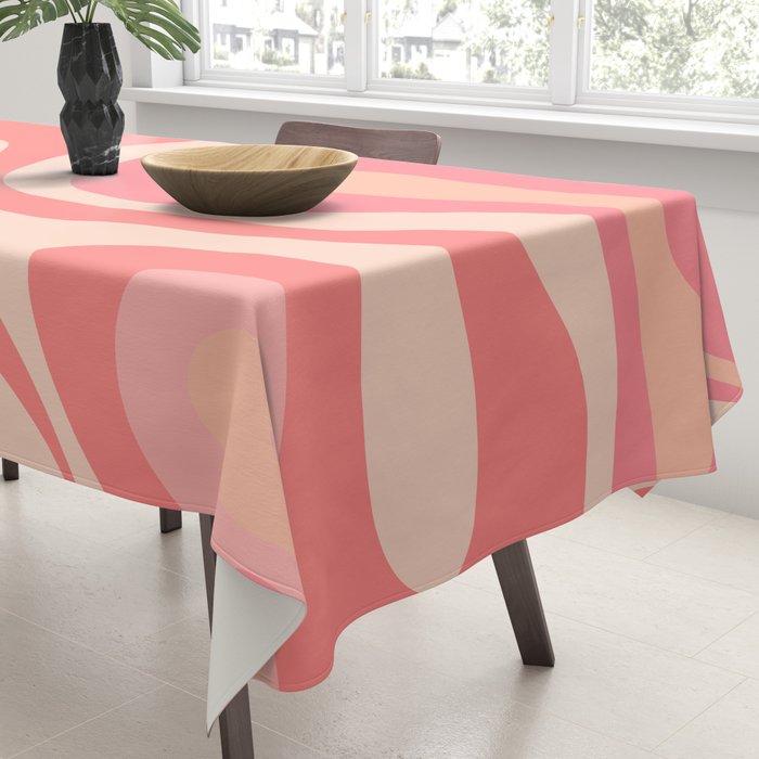 Mod Swirl Retro Abstract Pattern in Pink and Blush Tablecloth Gallery Image 3