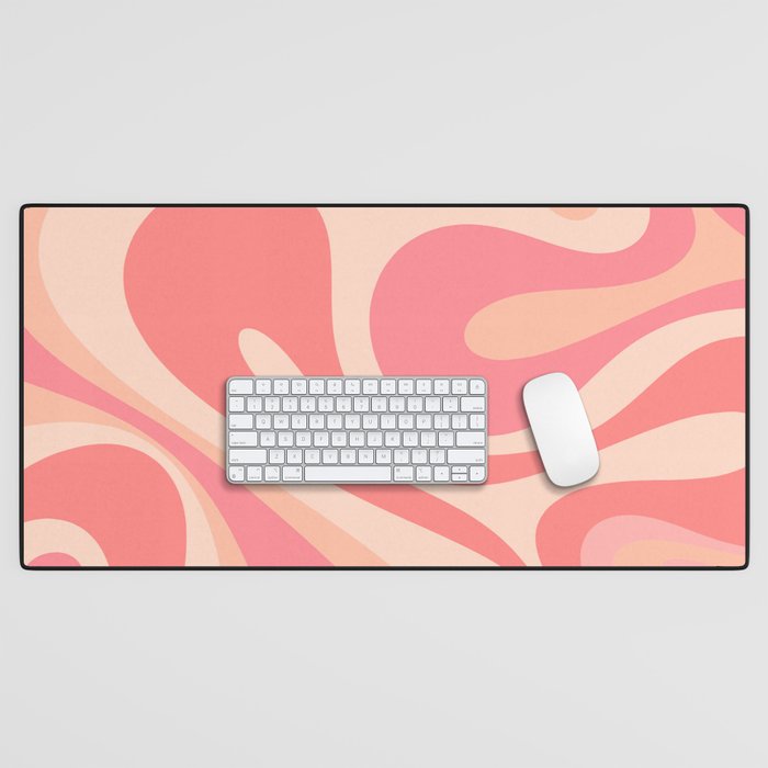 Mod Swirl Retro Abstract Pattern in Pink and Blush Desk Mat Gallery Image 1