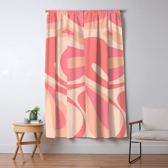 Mod Swirl Retro Abstract Pattern in Pink and Blush Window Curtain Gallery Image 5