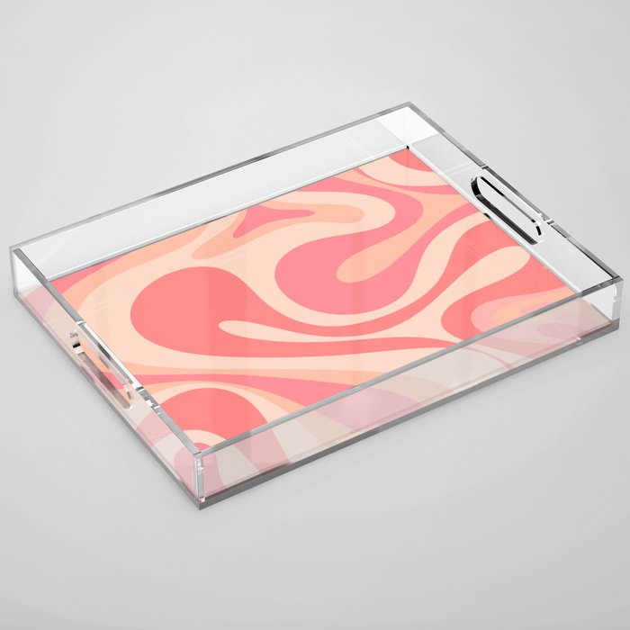 Mod Swirl Retro Abstract Pattern in Pink and Blush Acrylic Tray Gallery Image 1