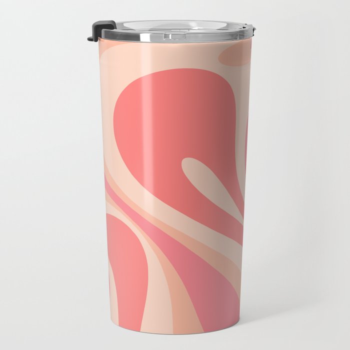 Mod Swirl Retro Abstract Pattern in Pink and Blush Travel Mug Gallery Image 3