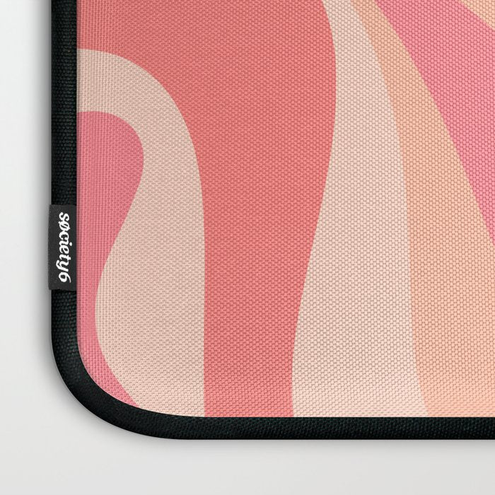 Mod Swirl Retro Abstract Pattern in Pink and Blush Laptop Sleeve Gallery Image 3