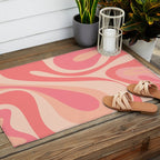 Mod Swirl Retro Abstract Pattern in Pink and Blush Outdoor Rug Gallery Image 2