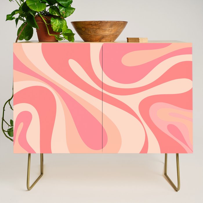 Mod Swirl Retro Abstract Pattern in Pink and Blush Credenza Gallery Image 1