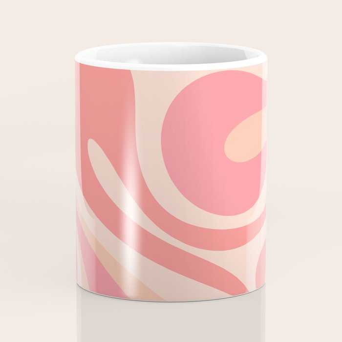 Mod Swirl Retro Abstract Pattern in Pink and Blush Coffee Mug Gallery Image 4