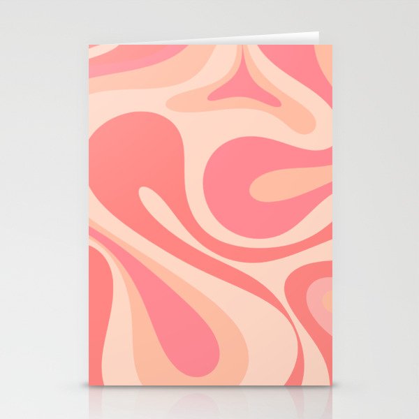 Mod Swirl Retro Abstract Pattern in Pink and Blush Stationery Card Gallery Image 1