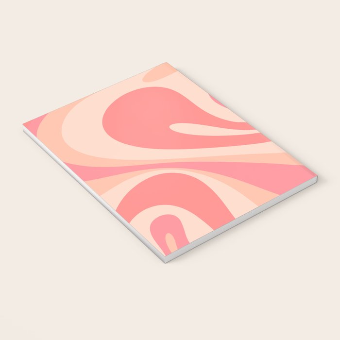 Mod Swirl Retro Abstract Pattern in Pink and Blush Notebook Gallery Image 3