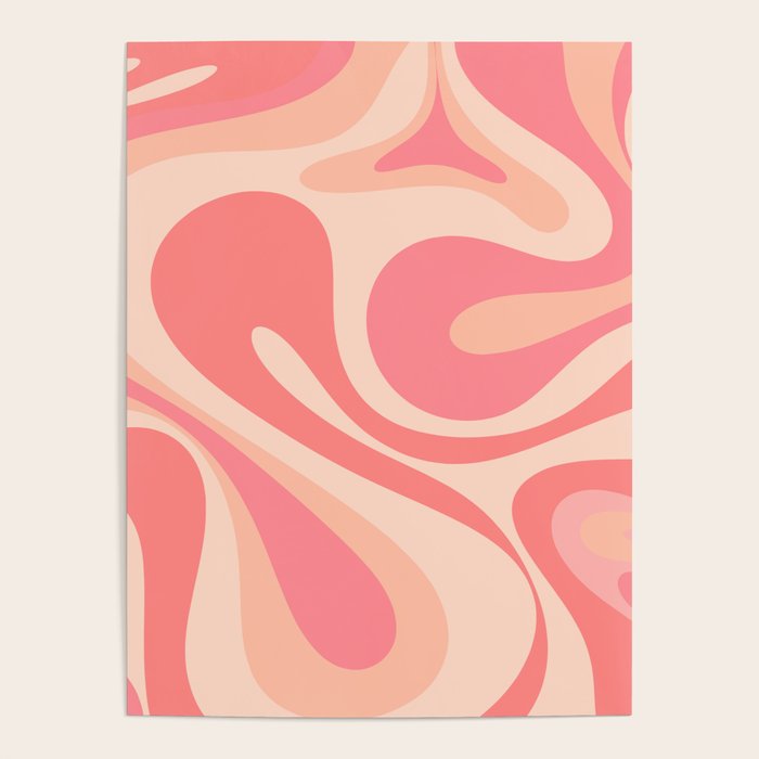 Mod Swirl Retro Abstract Pattern in Pink and Blush Poster Gallery Image 1