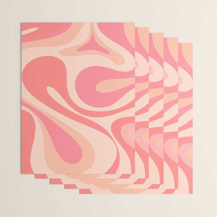 Mod Swirl Retro Abstract Pattern in Pink and Blush Wrapping Paper Gallery Image 3