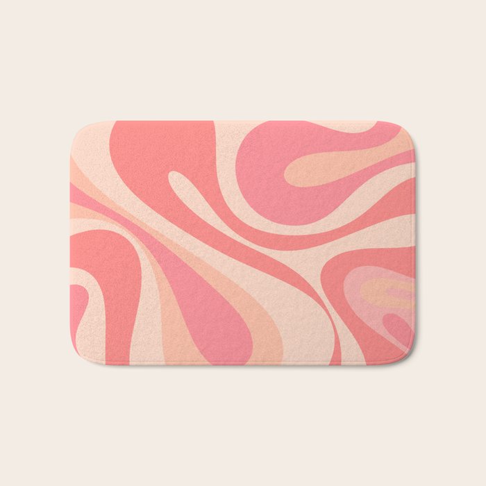 Mod Swirl Retro Abstract Pattern in Pink and Blush Bath Mat Gallery Image 1