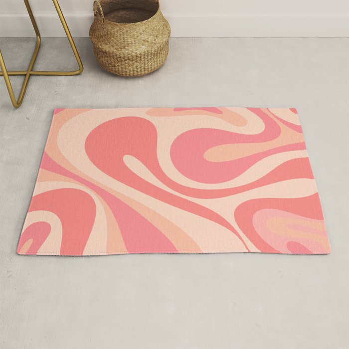 Mod Swirl Retro Abstract Pattern in Pink and Blush Rug Gallery Image 1