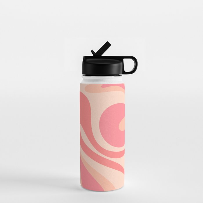 Mod Swirl Retro Abstract Pattern in Pink and Blush Water Bottle Gallery Image 1
