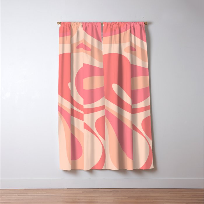 Mod Swirl Retro Abstract Pattern in Pink and Blush Window Curtain Gallery Image 3