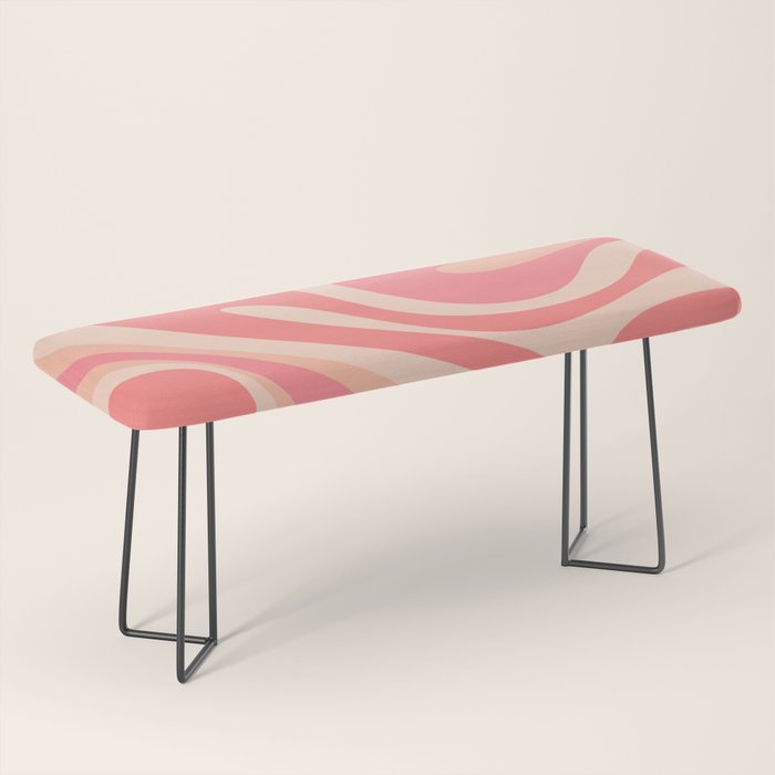 Mod Swirl Retro Abstract Pattern in Pink and Blush Bench Gallery Image 1